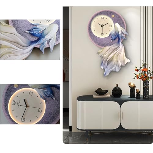 Horloge murale poisson LED lumineuse et silencieuse pour salon