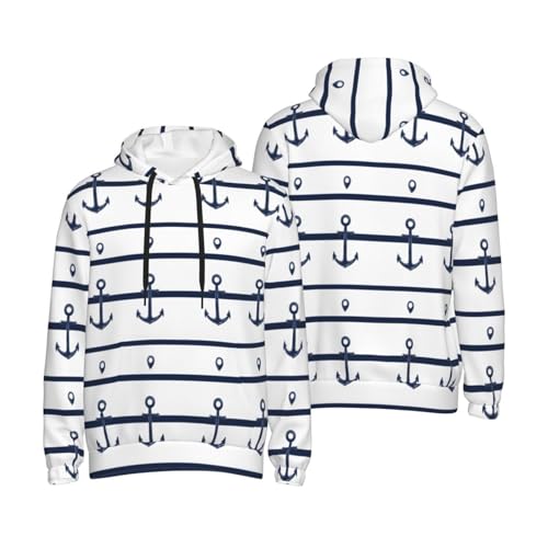 Hoodies For Men - Anchor White Blue Print Long Sleeve Casual Men'S Hoodies & Sweatshirts Pullover With Pocket4