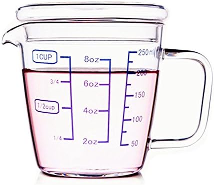 Bestevers Kitchen Laboratory 8 Oz Glass Beaker Measuring Cup With Lid 1-Cup (8OZ)