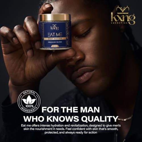 Image of KXNG Cosmetics, Body Butter, Organic Skin Care for Men and Women, Body Moisturizer Lotions and Creams, Raw Shea Butter, Cocoa Butter, Mango, Coconut Oil, Hand, Foot, All Skin Types (Eat Me 2)