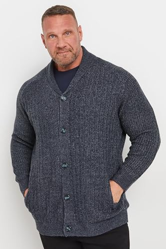 Big & Tall Men's Knitted Shawl Cardigan Navy2