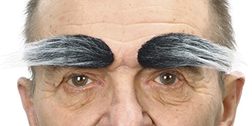 Mustaches Self Adhesive Bushy Eyebrows Fake Eyebrows, Novelty, False Facial Hair, Costume Accessory for Adults,Salt and Pepper Color