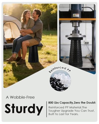 Image of 18-in Collapsible Stool,Portable Telescoping Seat for Adults,880lb Capacity
