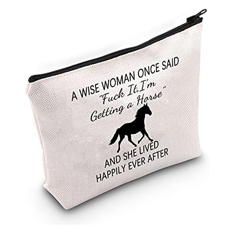 Horse Design Makeup Bag Horse Racing Gift Stable Keeper Gift A Wise Woman Once Said "Fuck It,I'm Getting a Horse" Cosmetic Bag for Horse Lady (U.Horse) Cover