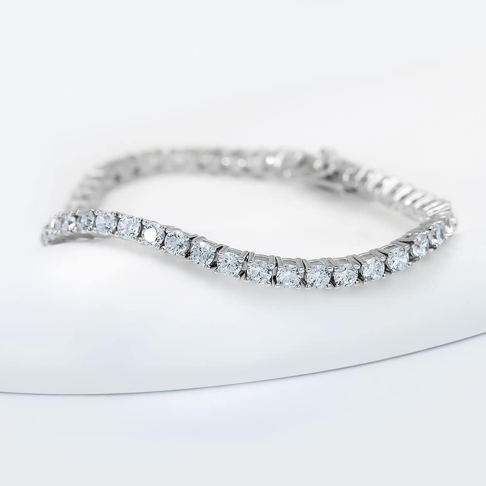 Kose 925 Sterling Silver Bracelets for Women and Men | Princess and Round Cut 3mm Cubiz Zironia Classic Tennis Bracelet | Size 6.5-8 inches - Image 3