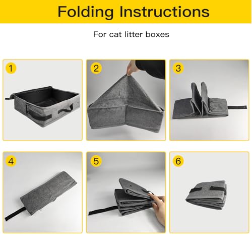 Joroamp Caixa de areia portátil para viagem para gatos com tampa, caixa de areia pequena dobrável pa