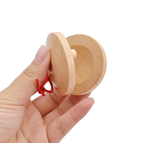 Wooden Castanets Round Finger Clappers Musical Instrument Educational Tools 1 Pair