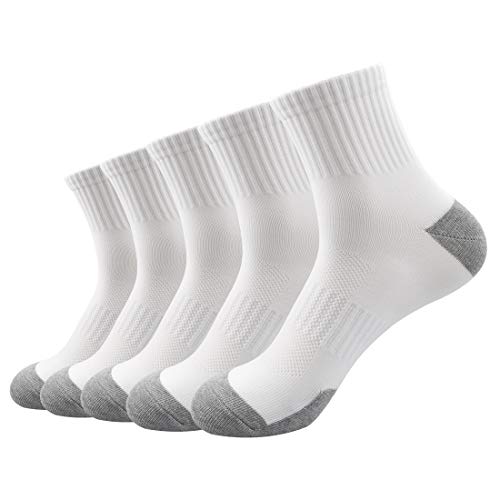 LA DEARCHUU Mens Athletic Quarter Socks, 5 Pairs Low Cut Breathable Casual Socks