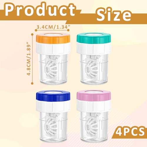 4 Stück Manuelle Kontaktlinsenreiniger,Kontaktlinsen Aufbewahrung,Kontaktlinsenbehälter Waschanlage,Rotations-Kontaktlinsenreinigungsbehälter,Für Den Täglichen Gebrauch Zuhause Reisen