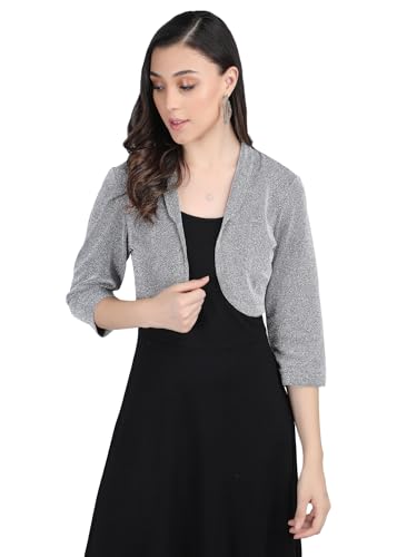 Image of Women's Short Stretchable Shrug with Collar Neckline