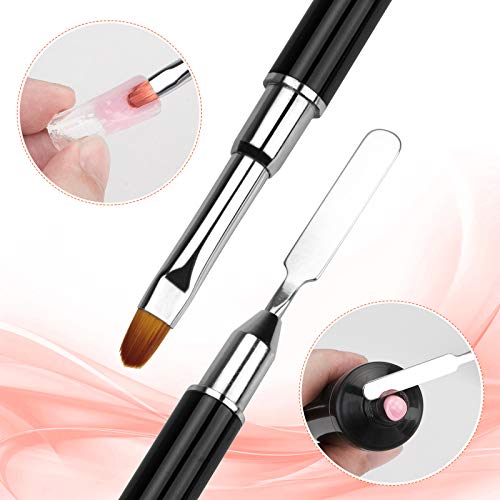 Dual-Ended Poly Gel Brush & Picker, 2 In 1 Design Nail Brush And Spatula, Stainless Steel Gel Nail Brush Tool For Acrylic Nails Extension Gel By Tiphulan (Black/2Pcs) #TOP2