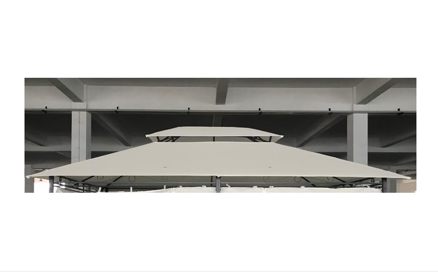 Outsunny Techo de Repuesto 4x3 m para Cenador de Jardín Toldo para Pérgola Recambio con Doble Techos y 8 Orificios de Drenaje Impermeable Anti-UV Beige
