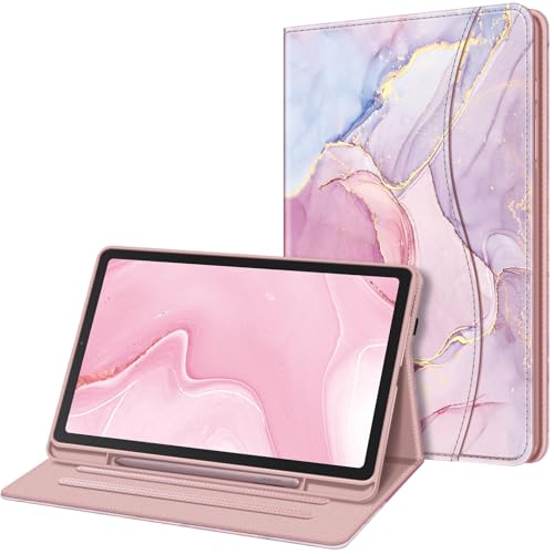 FINTIE Case for Samsung Galaxy Tab S6 Lite 10.4 Inch 2024/2022/ 2020 with S Pen Holder Multi-Angle Viewing Soft TPU Back Cover with Pocket Auto Wake/Sleep Z-Glittering Marble