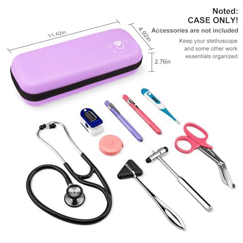Image of Stethoscope Carrying Case, Hard Stethoscope Case Compatible for 3M Littmann Classic III, Cardiology IV Diagnostic, MDF Acoustica Stethoscopes and Other Nurse Accessories (Purple)