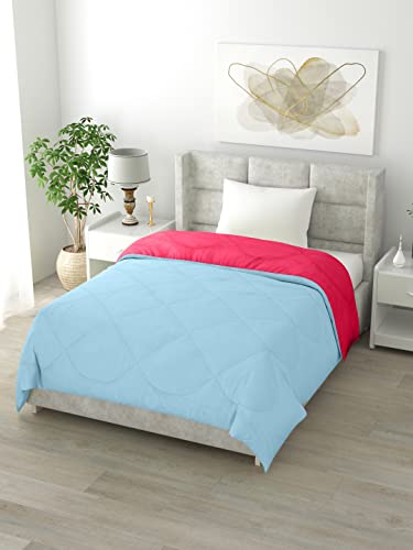 Image of Clasiko Reversible Single Bed Comforter; 60x90 Inches; 200GSM; Aqua Blue & Pink
