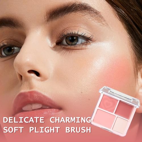 RTRTGS Rubor Paleta Icono, 4 tonos, Colorete en crema, rubor en crema y rubor en polvo compacto, Alta pigmentación, Paleta de rostro para maquillaje mujer (Melocotón Auténtico) - imagen 4