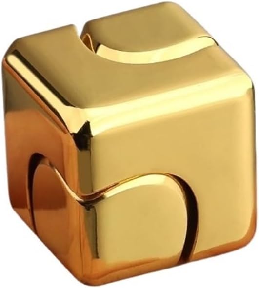 Alloy Cube Spinner Fingertip Gyroscope Stress Toys Adult Office Home Travel Portable Relief(Blue with Bag)