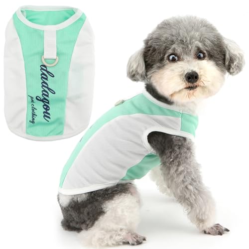 ZUNEA 犬服 犬用 シャツ タンクトップ Dリング付き 夏用 小型犬 おしゃれ かわいい ベスト Tシャツ 柔らかい 伸縮性 ペット ドッグウエア洋服 ノースリーブ スポーツスタイル 超小型犬 子犬 チワワ トイプードル 用服 お散歩 グリーン L