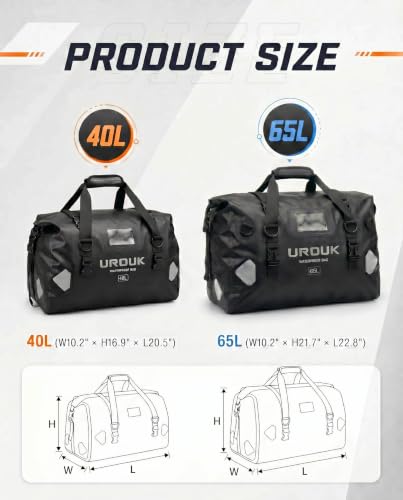 Bolsa impermeable tipo Duffel 40L para motocicleta, mochila con cierre roll-top, resistente para viaje, camping, pesca, navegación y kayak miniatura 5