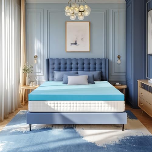 CHUN YI Memory Foam Mattress Topper Twin Size, 2 Inch Gel Infused Single Bed Topper for Pressure Relief, CertiPUR-US Certified Mattress Pad