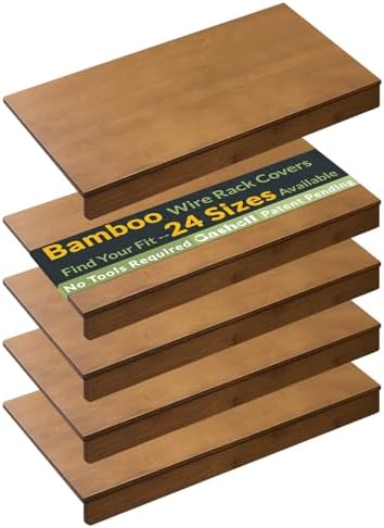Gashell Wire Shelf Covers, Bamboo Wire Rack Covers for Pantry, Closet (4pcs, 30" W x 12" D)