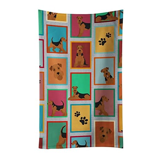 Caroline's Treasures MLM1128KTWL Lots of Airedale Terrier Kitchen Towel Dish Cloths Guest Hand Towel Decorative Bathroom Towel for Face,Tea, Dishcloth, Kitchen and Bath