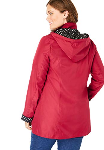Woman Within Women's Plus Size Raincoat In New Short Length With Fun Dot Trim - 16 W, Black #TOP2