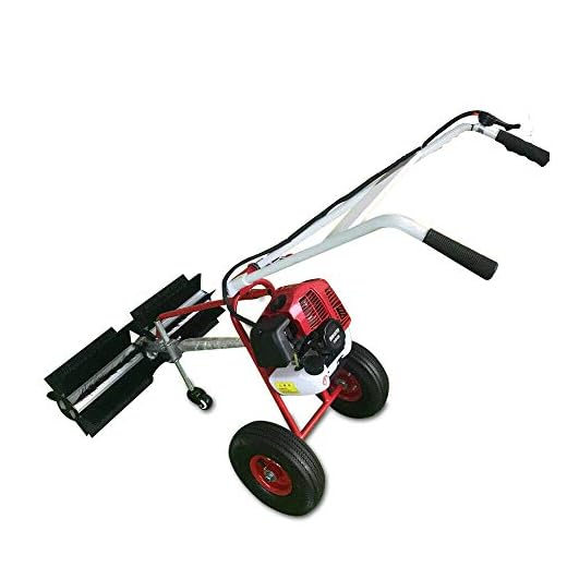 TFCFL 43CC Gas Powered Walk Behind Snow Sweeper Power Brush Sweeper Broom Hand Held Concrete Cleaning Driveway