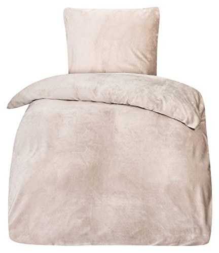 Moon Bettwäsche Set Cashmere Touch, Unibettwäsche ca. 135x200 + 80x80 cm mit Reißverschluss - Taupe