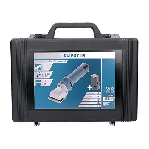 Clipster Akkuschermaschine FarmClipper Akku2, Tierschermaschine, inkl. 2 Akkus, blau, 28,5x8x8cm, Pferdeschur, Veterinäre, Akkulaufzeit 120min