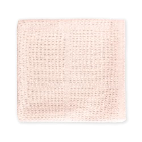 Image of Amazing Baby Cellular Blanket, Premium Cotton Knit, Ultra Soft, Breathable, Cozy Gift for Baby Boys and Girls, Favorite Toddler Blanket, 44 x 44 inches (112 x 112 cm), Soft Pink
