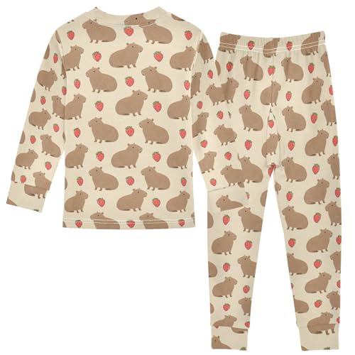 Capybara Balloon Pajamas Sets Cute Long Sleeve Pants Set for Nightwears2