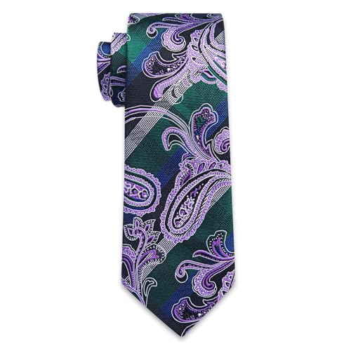 Image of YourTies Silk Paisley Floral Tie and Pocket Square Cufflinks with Lapel Pin Sets for Men 5PC Wedding Party