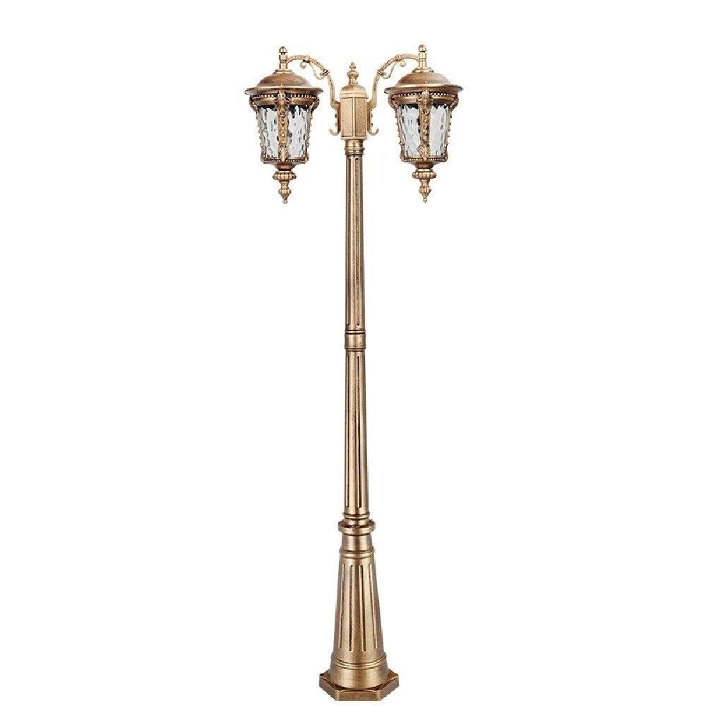 Outdoor Lamp Post Light, 2-Lights Patio Landscape Street Lights Die-Cast Aluminum Bollard Lamp, Outdoor Waterproof E27 Safety Lawn Lanterns (One Color-2.3m) (One Color 2.3m)