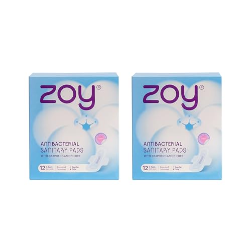 Image of ZOY Graphene Sanitary Pads for Women L Medium Flow | Anti-Bacterial Protection | Rash-Free, High Absorbency, Breathable Cotton, Odour Control | Ultra Thin Leak Lock Pads | 24 Pads