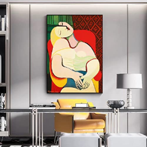 Toile Picasso Femme Rêvante grand format 70x100cm décoration mur nu