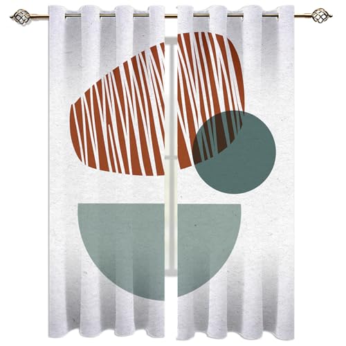 Rideau style européen moderne géométrique blanc marron et vert