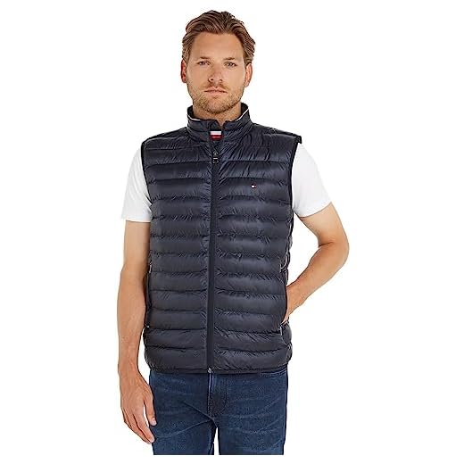 Tommy Hilfiger Herr packbar cirkulär väst jacka, Öken himmel, L
