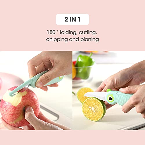 S.roke Ttan Portable Ceramic Paring Knife - 2.5 Inches Sharp Blade, Small Folding Knife, Cutter Peeler 2 In 1, Mini Cute Portable Fruit Knife For Travel, Camping (Pink) #TOP2