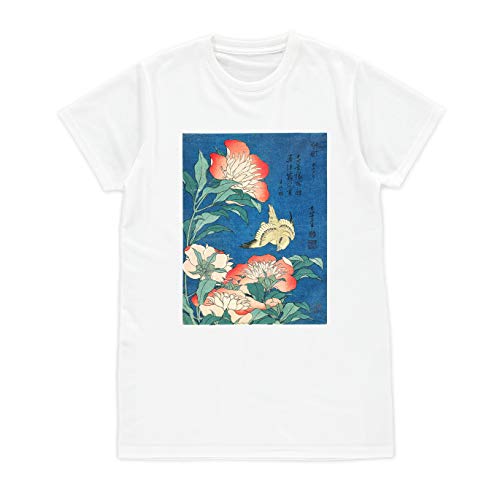 Strand Clothing T-Shirt Japonais Ukiyo-e Art Hokusai Pivoines Fleurs Femmes Hommes Imprimé Graphique (L, T-Shirt Unisexe)