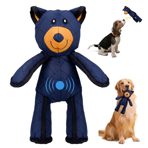 Vibbang Jouet pour Chien Ours Incassable, Jouet Ours Indestructible pour Chien, Jouet en Peluche Incassable et Couinant, Peluches Robustes et Résistantes, Jouet Chien Indestructible (A)