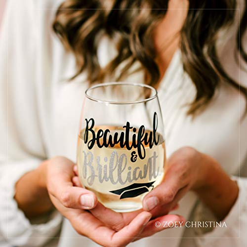Beautiful & Brilliant Wine Glass College Graduation Gifts For Her 2023 Stemless Associates Bachelors Masters 0038 #TOP1