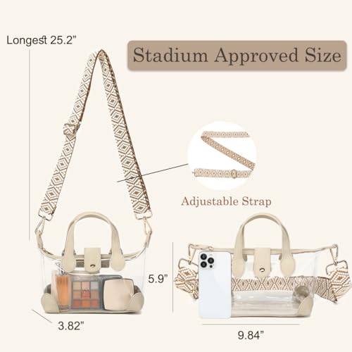 LOXOMU Clear Bag for Stadium Events - Crossbody Clear Purse for Women Stadium Approved, See Through Small Plastic Bag Handbag3