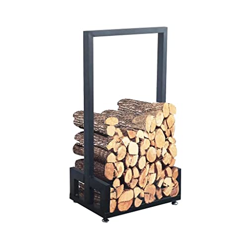 SXHYSL Estante De Almacenamiento De Leña para Chimenea De Hierro Rústico, Estante De Asador Apilable De Madera De Metal,