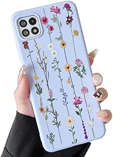 ZTOFERA Floral Soft Case Compatible with Samsung Galaxy A22 5G for Girls Women, Flexible Silicone Protective Phone Case with Cute Climbing Flowers Pattern Shockproof Cover for Samsung A22 5G, Violet