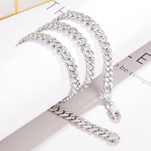 Dankadi Chaîne Cubaine Maille 6MM en 925 Argent pour Homme Femme, 18"20"22"24"26"28"30" Collier Cubain à Maillons Massif Miami pour Bijoux Cadeau Anniversaire Fête Garçon Fille(20 inch, Classic Style) – vue 3