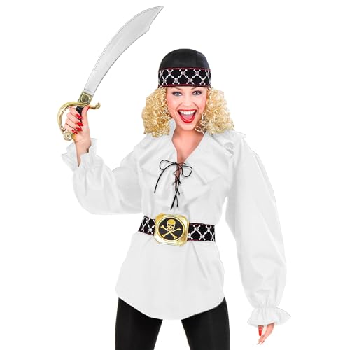 Blusa de pirata para mujer cómoda para disfraces de época sin calor 3