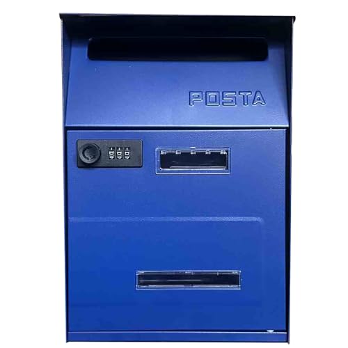 Buzón Rural para Exterior, de Pared, Resistente a la Lluvia, con Cerradura de contraseña, de Metal, 20,3 x 10,1 x 33 cm, de Acero galvanizado (Morado) (A)