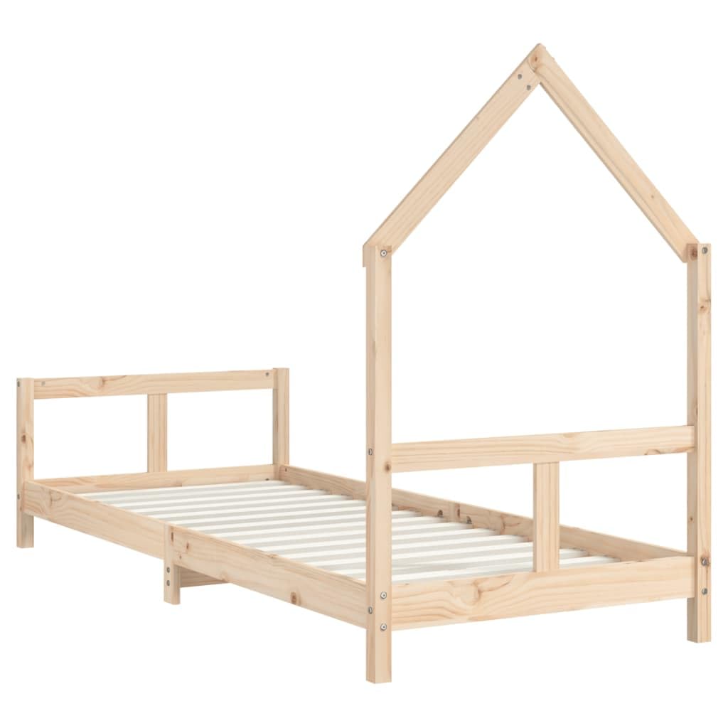 Kinderbett 80x200 cm Massivholz Kiefer Hausform rustikal, geeignet für Kinder ab 4 Jahren, mit Lattenrost, stabile Bauweise, ideal für Schlafzimmer, kreative Spielmöglichkeiten