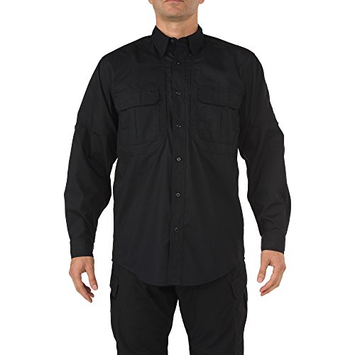 5.11 Tactical Taclite Pro Long Sleeve Work Shirt, Poly-Cotton Fabric, Teflon Finish, Black, 2X-Large, Style 72175